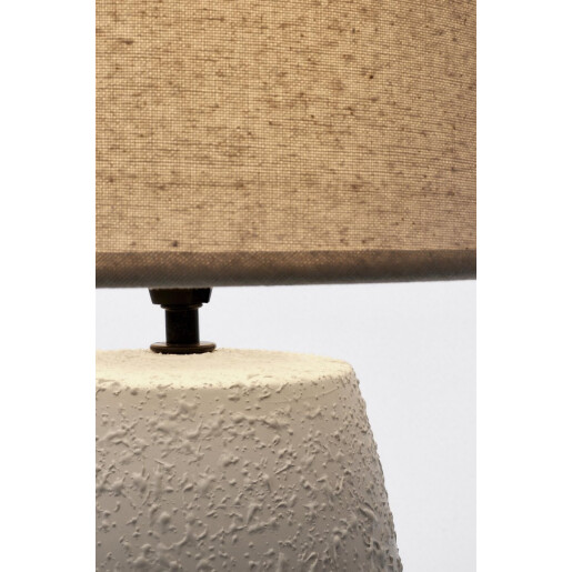 Veioza ceramica alba textil crem Irvin Ø26x41,5h