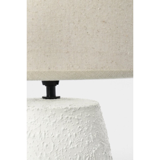 Veioza ceramica alba textil crem Irvin Ø26x41,5h