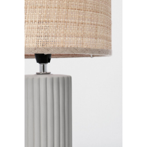 Veioza ceramica gri textil natur Adhara Ø20,5x42h