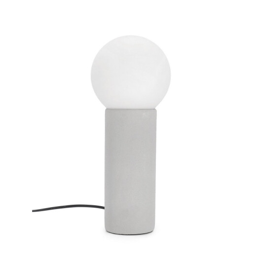 Veioza ceramica gri alba Jael Ø15x35,5h