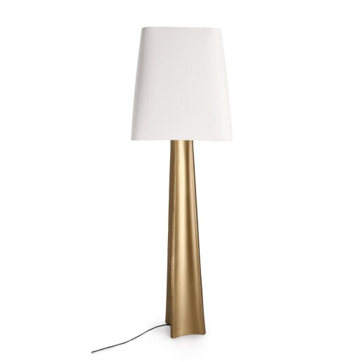 Lampadar metal auriu bumbac alb Tripura Ø46x151h