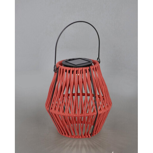 Felinar incarcare solara otel gri franghie rosie Juny Ø15,5x17h