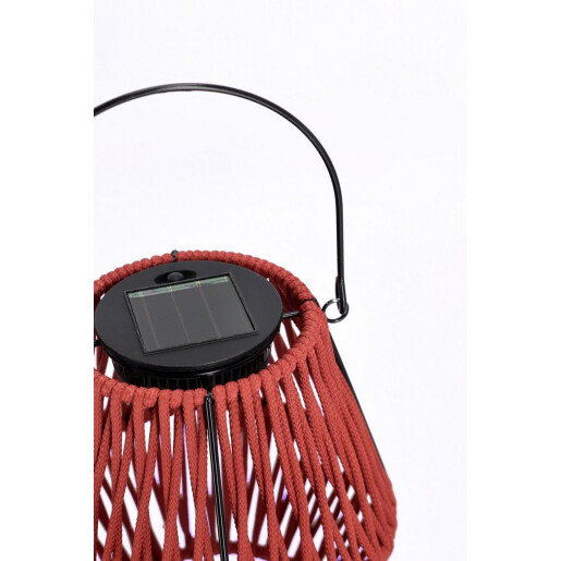 Felinar incarcare solara otel gri franghie rosie Juny Ø15,5x17h