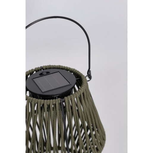 Felinar incarcare solara otel gri franghie verde Juny Ø15,5x17h