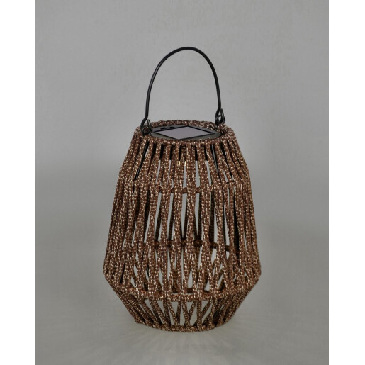 Felinar incarcare solara otel gri franghie maro Taiki Ø15,5x19,5h