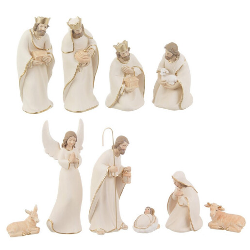 Figurine Nasterea Domnului polirasina multicolora 8,5x5x21h; 8x7x20h; 7x7x18h; 7x7x17h