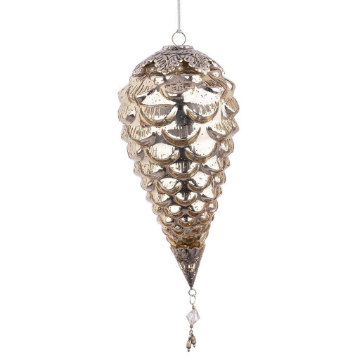 Set 4 globuri brad Craciun sticla aurie Fascinate Ø14x29h