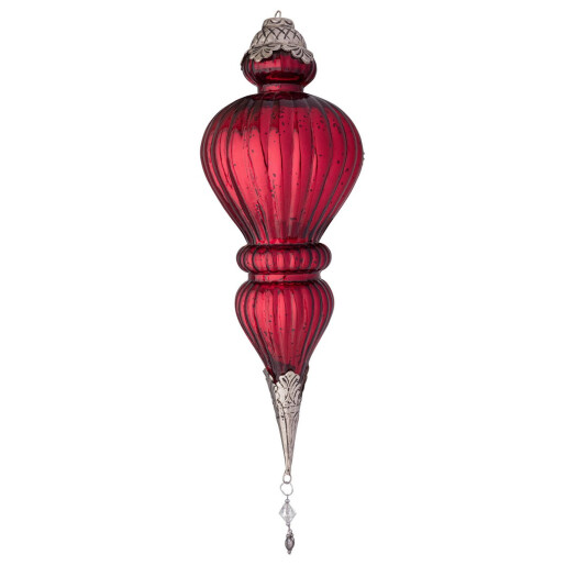 Set 3 ornamente brad Craciun sticla rosie Blaze Ø13x37h
