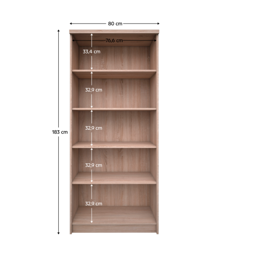 Biblioteca PAL stejar Sonoma Topty 80x33x183 cm