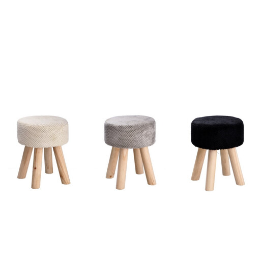 Set 3 tabureti catifea multicolora lemn 28,5 x 34,5 cm