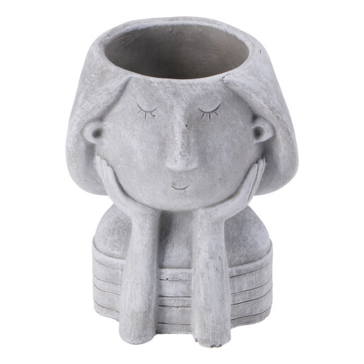 Ghiveci flori beton gri Face 14 x 12 x 19 cm