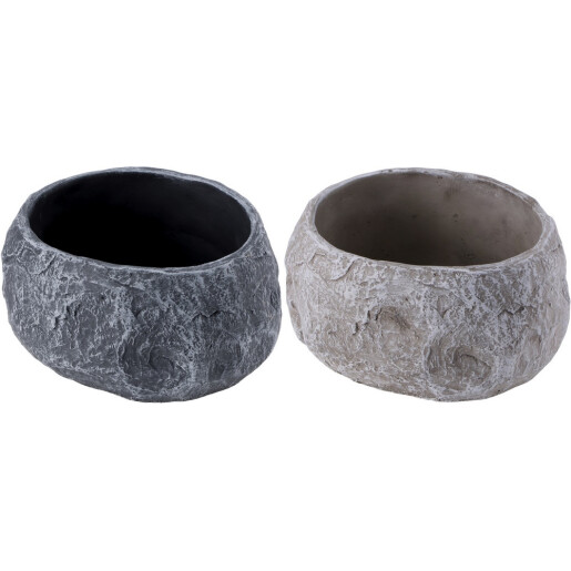 Set 2 ghivece flori ciment gri 20,5 x 19 x 11 cm