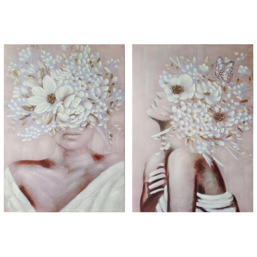 Set 2 tablouri decorative olegrafie pe panza Women 2 x 50 x 70 cm