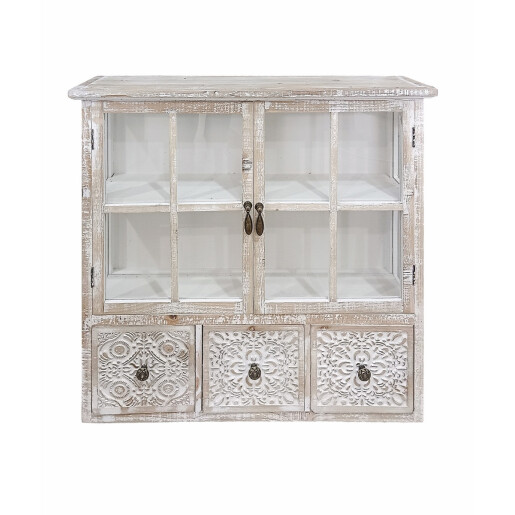 Vitrina suspendabila lemn alb maro 71,5 x 18 x 65,5 cm