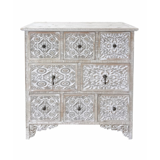 Comoda lemn alb maro 77 x 32 x 79,5 cm