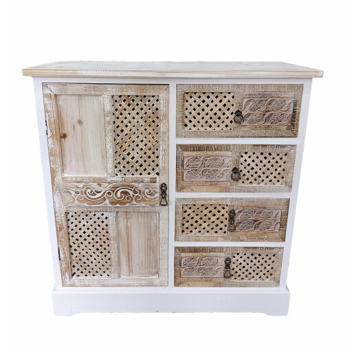 Comoda lemn alb maro 85 x 40 x 86 cm