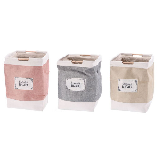 Set 3 cosuri rufe, depozitare panza multicolora 43 x 43 x 56 cm