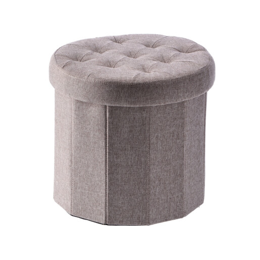 Taburet pliabil cu spatiu depozitare textil maro taupe Alma 38 x 36 cm