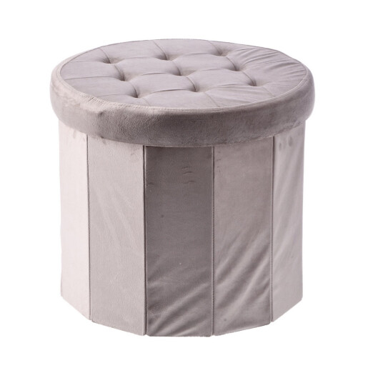 Taburet catifea taupe, pliabil cu spatiu depozitare 45 x 40 cm