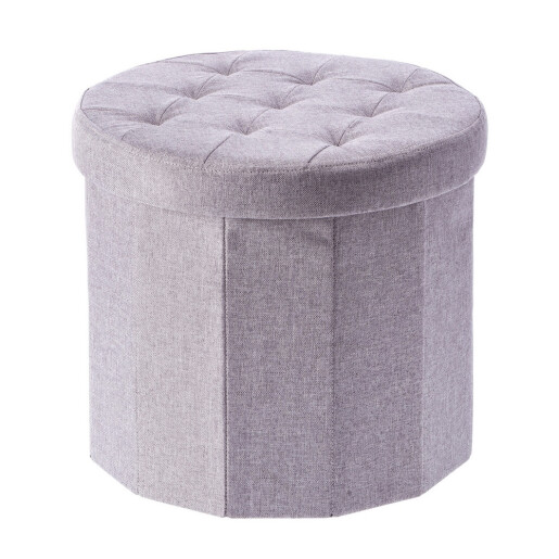 Taburet textil gri deschis, pliabil cu spatiu depozitare 45 x 40 cm