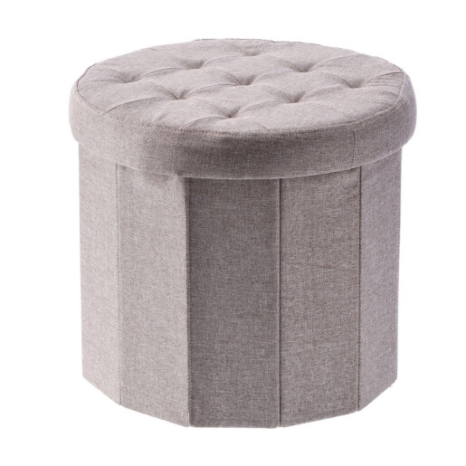 Taburet textil bej, pliabil cu spatiu depozitare 45 x 40 cm