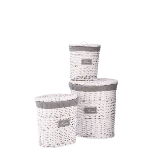 Set 3 cosuri rufe alb gri 33 x 23 x 40, 41 x 29,5 x 48, 49 x 37 x 58 cm