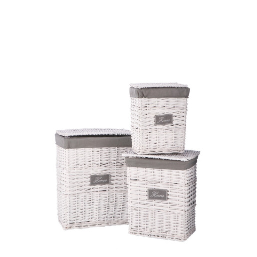 Set 3 cosuri rufe alb gri 32 x 20,5 x 39,5, 39 x 28 x 44,5, 46 x 34,5 x 56 cm