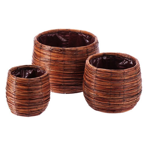 Set 3 ghivece flori fibre naturale maro II 18 x 19 cm, 24,5 x 22 cm, 31 x 25 cm