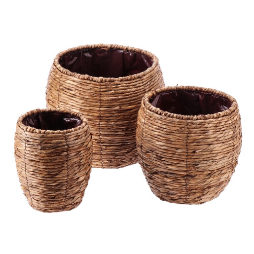 Set 3 ghivece flori fibre naturale maro II 18,5 x 14,5 cm, 25 x 23 cm, 32 x 31 cm