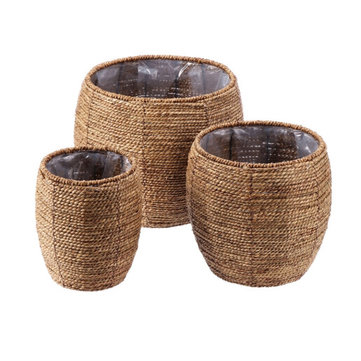 Set 3 ghivece flori fibre naturale maro IIII 18,5 x 14,5 cm, 25 x 23 cm, 32 x 31 cm