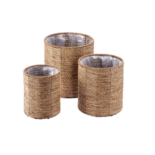 Set 3 ghivece flori fibre naturale maro II 20 x 25 cm, 25 x 29 cm, 30 x 33 cm