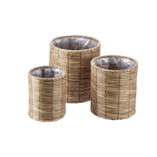 Set  ghivece flori fibre naturale maro III 20 x 25 cm, 25 x 29 cm, 30 x 33 cm