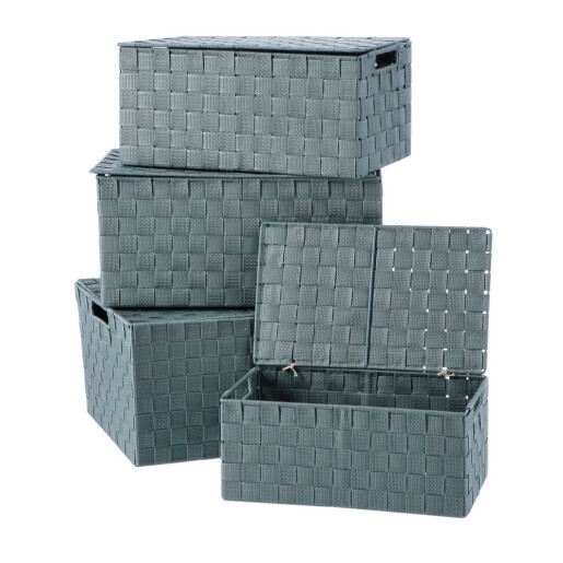Set 4 cutii cu capac, depozitare, polietilena verde 34,5 x 21,5 x 15, 38,5 x 25,5 x 18,  42 x 29,5 x 20. 46 x 33,5 x 22 cm