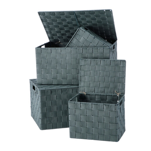 Set 4 cutii depozitare cu capac verde 23 x 17 x 19, 38 x 27,5 x 20, 40 x 29,5 x 20,5 cm