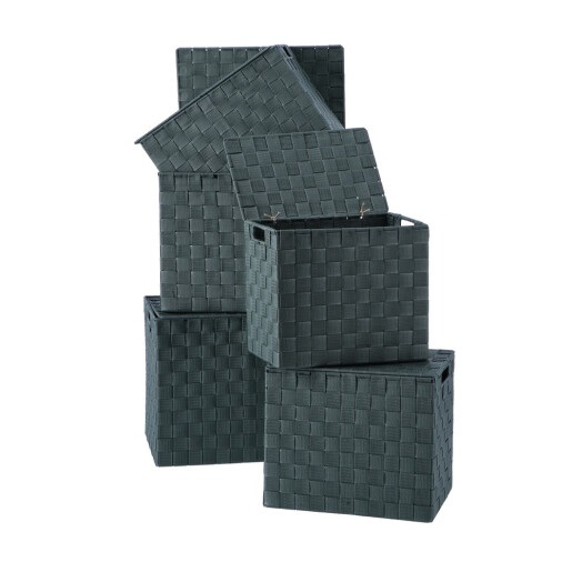 Set 5 cutii depozitare cu capac verzi 28 x 18 x 25,5, 30 x 20 x 26,5, 32 x 22 x 27,5, 34 x 24 x 28,5, 36 x 26,5 x 30 cm