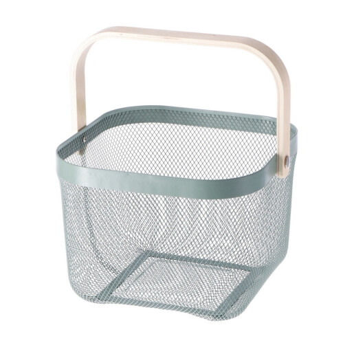 Cos depozitare metal verde lemn natur 25,5 x 17,5 cm