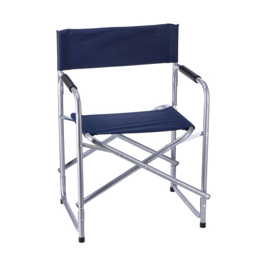 Scaun gradina pliabil textil albastru fier argintiu 55 x 47 x 78 cm