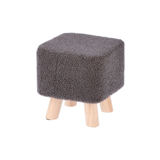 Taburet lemn textil buclat negru 27 x 27 x 26 cm