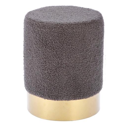 Taburet textil gri antracit metal auriu Cyril 28 x 36 cm