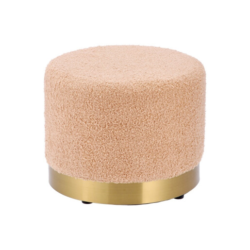 Taburet textil roz piersica metal auriu 40 x 31 cm