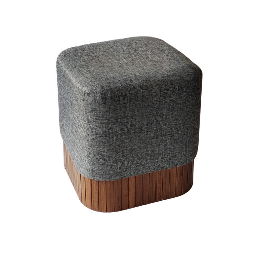 Taburet textil gri mdf maro  42 x 42 x 45 cm