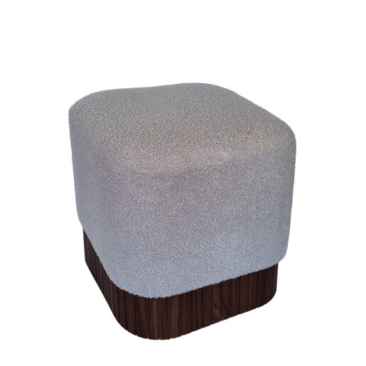Taburet mdf maro textil gri 42 x 42 x 45 cm