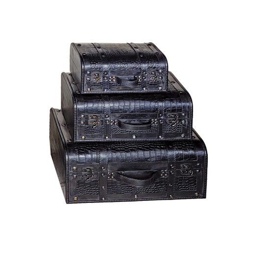 Set 3 cutii depozitare Valize, mdf  piele ecologica 28 x 16 x 10,  40 x 23 x 15, 45 x 31 x 18 cm