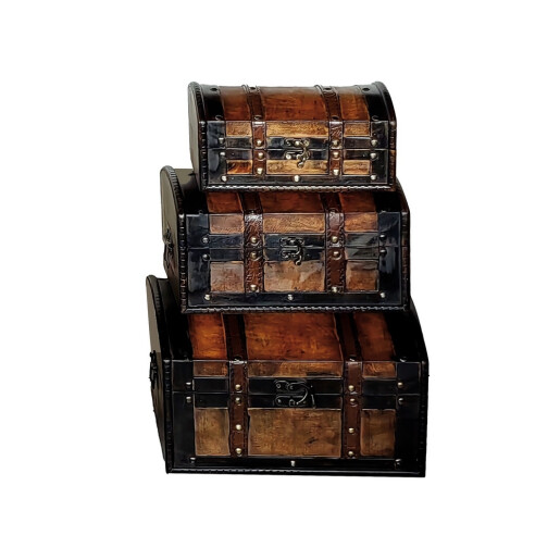 Set 3 Cufere depozitare mdf piele ecologica 22 x 14,5 x 10,5,  26 x 19 x 14,5, 30 x 23 x 18 cm