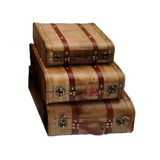 Set 3 Valize depozitare mdf piele ecologica 28 x 18 x 10, 32 x 23 x 13, 36 x 30 x 16 cm
