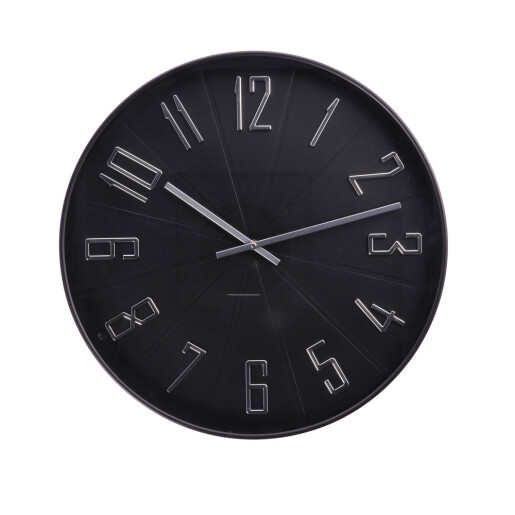 Ceas perete plastic negru argintiu 50,5 cm