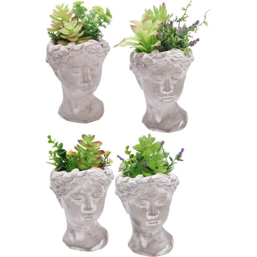 Set 4 plante artificiale suculente in ghiveci 14 x 14 x 27 cm