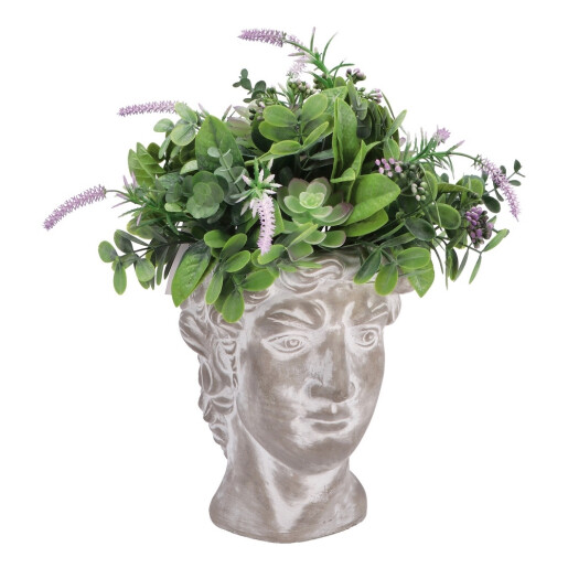 Set 2 vaze ceramica cu plante artificiale multicolore 18 x 14 x 38 cm