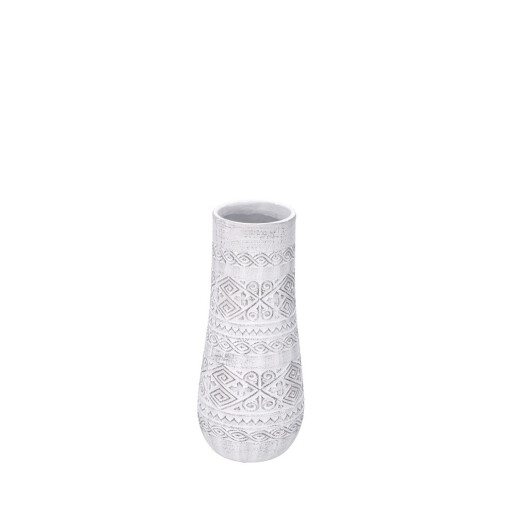Vaza flori teracota alba gri 11 x 27 cm