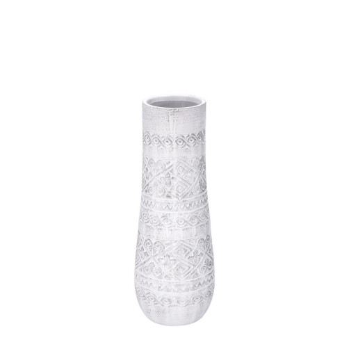 Vaza flori teracota alba gri 12 x 34 cm